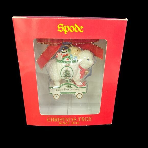 Spode Christmas Tree Ornament 2003 Lamb Sheep Pull Toy Vintage New with Box - Picture 8 of 11
